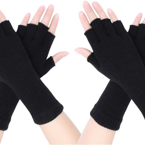 Accessories - 2 Pairs Winter Fingerless Gloves for Women Half Finger Stretchy Knit Gloves Leng